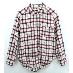 Hollister Plaid Red White Cotton Button Up Shirt Womens Top - Size S